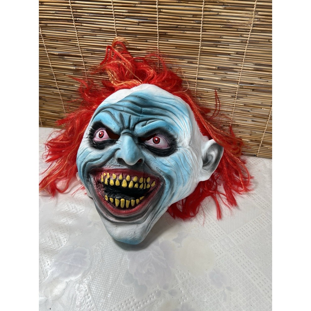 Scary Hallowed Clown Mask With Hair Costume Party
